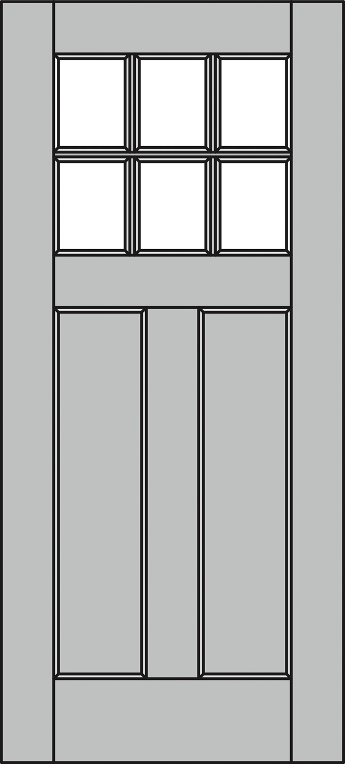 2 Panel 6 Light Glass Door